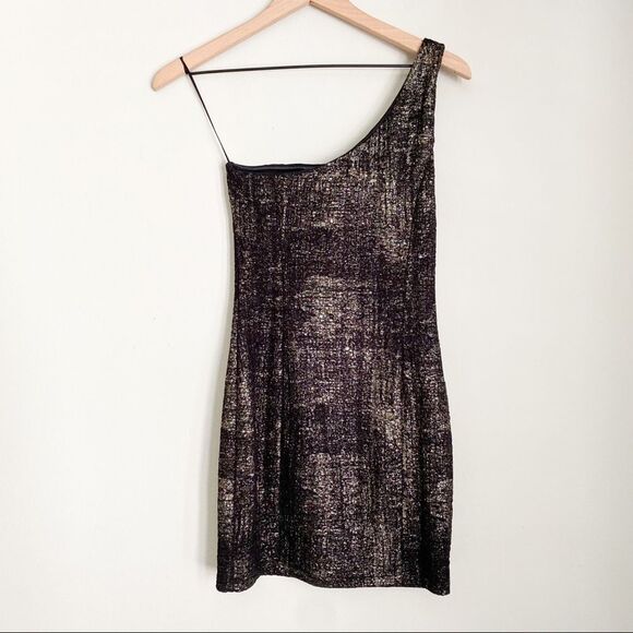ASTR black & gold one-shoulder mini dress - Picture 5 of 6